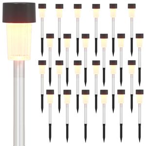 vidaXL Lampes solaires ext&eacute;rieures avec pique de sol 24 pc Blanc chaud