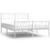 vidaXL Cadre de lit m&eacute;tal sans matelas et pied de lit blanc 135x190 cm