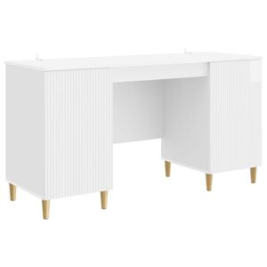vidaXL Bureau Blanc brillant 142,5 x 50 x 75 cm Bois d'ing&eacute;nierie