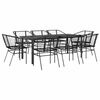 vidaXL Ensemble &agrave; manger de jardin 9pcs noir poly rotin verre