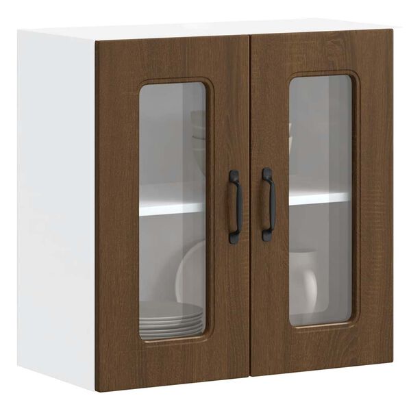 vidaXL Armoire murale de cuisine et porte en verre Kalmar ch&ecirc;ne marron