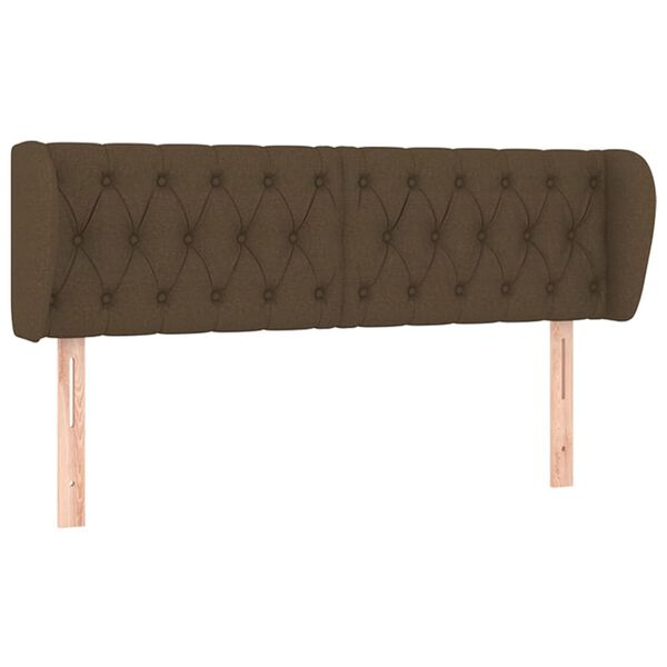 vidaXL T&ecirc;te de lit avec oreilles Marron fonc&eacute; 163x23x78/88 cm Tissu