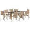 vidaXL Ensemble de salle &agrave; manger pour jardin 9 pcs Beige polyrotin