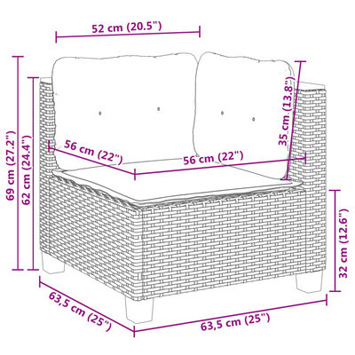 vidaXL Salon de jardin 8 pcs avec coussins gris résine tressée