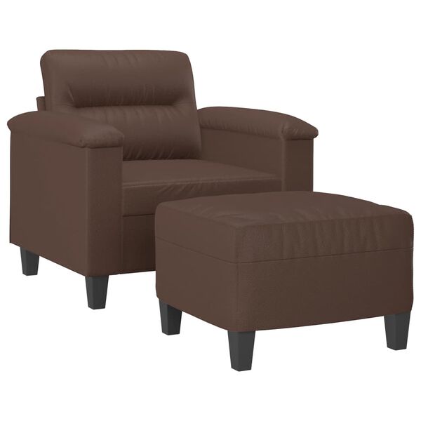 vidaXL Fauteuil avec repose-pied Marron 60 cm Similicuir