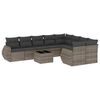 vidaXL Salon de jardin avec coussins 10 pcs gris r&eacute;sine tress&eacute;e