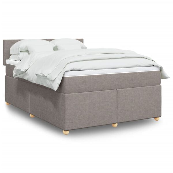vidaXL Sommier &agrave; lattes de lit avec matelas Taupe 140x200 cm Tissu