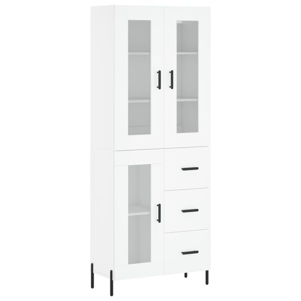 vidaXL Buffet haut Blanc 69,5x34x180 cm Bois d'ing&eacute;nierie