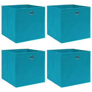 vidaXL Bo&icirc;tes de rangement 4 pcs Bleu azur&eacute; 32x32x32 cm Tissu