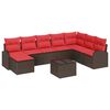 vidaXL Ensemble de Canap&eacute;s 9 pc Marron et rouge polyrotin