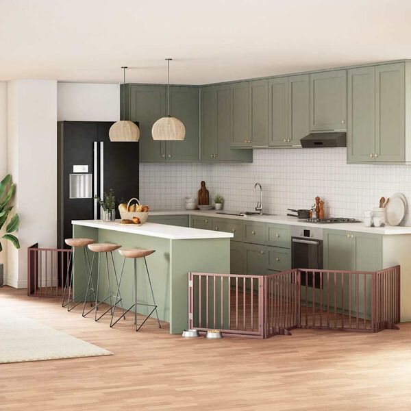 vidaXL Barri&egrave;re pour chien porte pliable 10 panneaux bois de peuplier