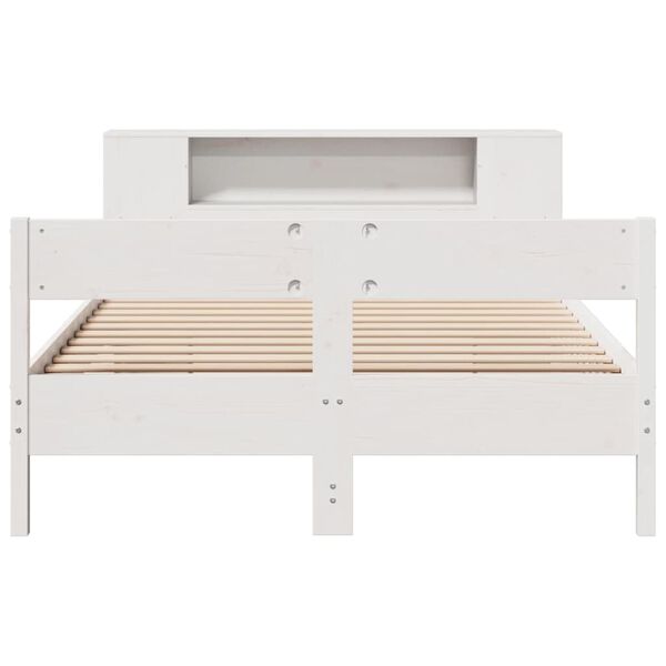 vidaXL Lit biblioth&egrave;que sans matelas blanc 150x200 cm bois pin massif