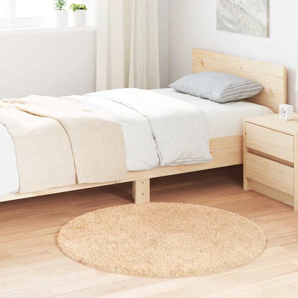 vidaXL Tapis Shaggy à poils longs NAVARRA beige 100x100 cm polyester