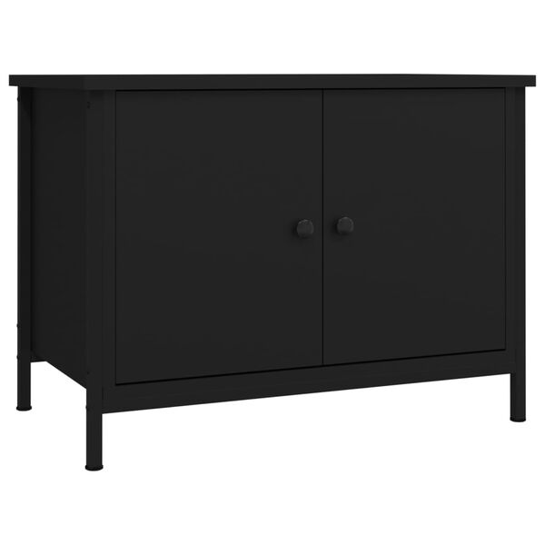 vidaXL Meuble TV avec portes noir 60x35x45 cm bois d'ing&eacute;nierie