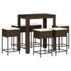 vidaXL Ensemble de bar de jardin avec coussins 7 pcs marron poly rotin