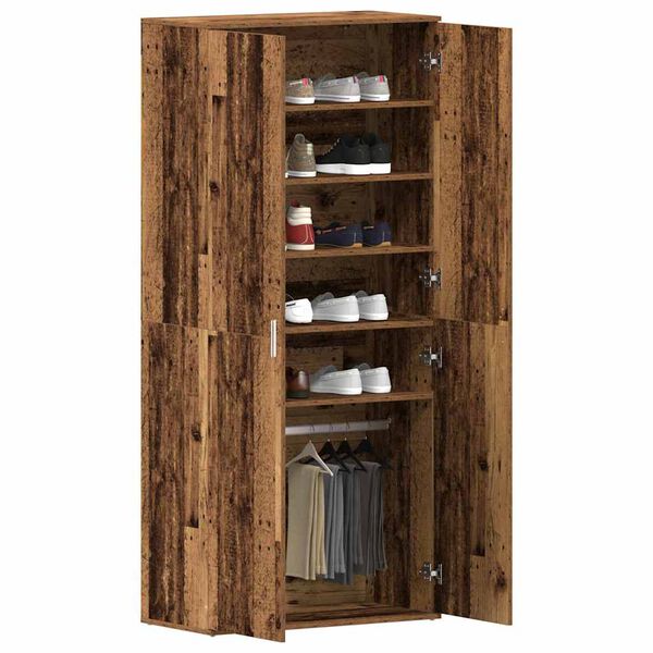 vidaXL Cabinet &agrave; chaussures avec &eacute;tag&egrave;re Bois ancien 80 x 39 x 178 cm