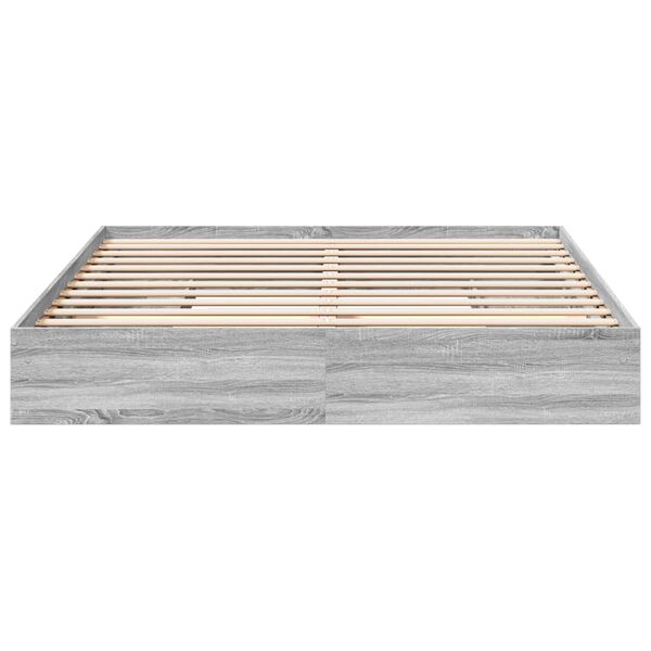 vidaXL Cadre de lit avec tiroirs sans matelas sonoma gris 200x200 cm