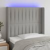 vidaXL T&ecirc;te de lit &agrave; LED Gris clair 93x16x118/128 cm Tissu