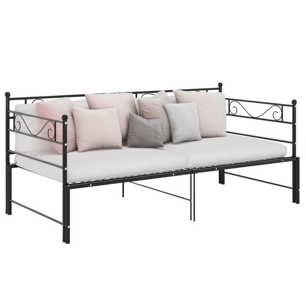 vidaXL Cadre de canapé-lit extensible sans matelas Noir Métal 90x200cm
