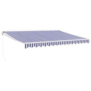 vidaXL Auvent r&eacute;tractable bleu et blanc 4,5x3 m tissu et aluminium