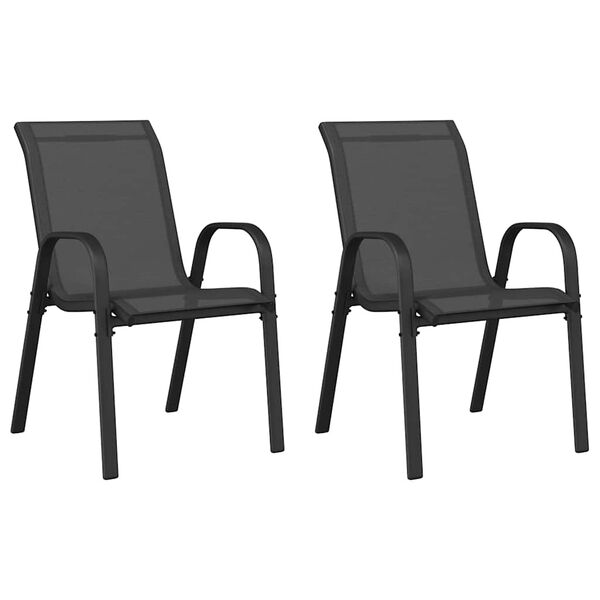 vidaXL Chaises empilables de jardin lot de 2 Noir Tissu textil&egrave;ne