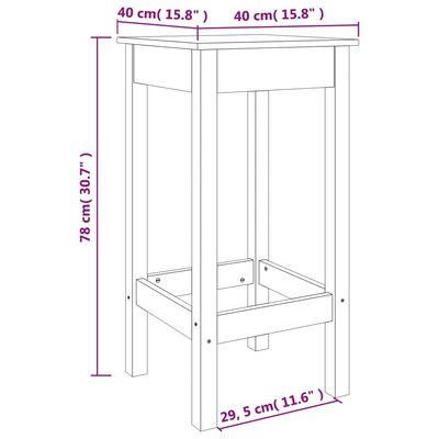 vidaXL Tabourets de bar lot de 2 40x40x78 cm bois massif de pin