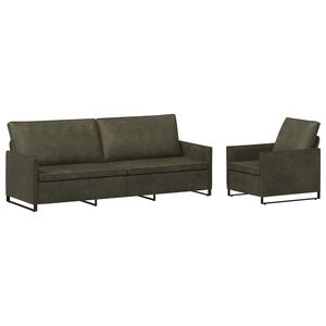 vidaXL Ensemble de Canap&eacute;s 2 pcs Vert arm&eacute;e Tissu en su&egrave;de synth&eacute;tique