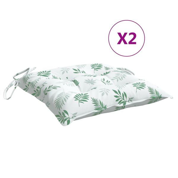 vidaXL Coussins de chaise lot de 2 &agrave; motif de feuilles 50x50x7 cm