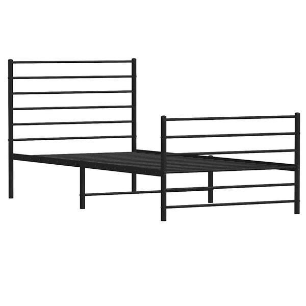 vidaXL Cadre de lit m&eacute;tal sans matelas avec pied de lit noir 90x190 cm