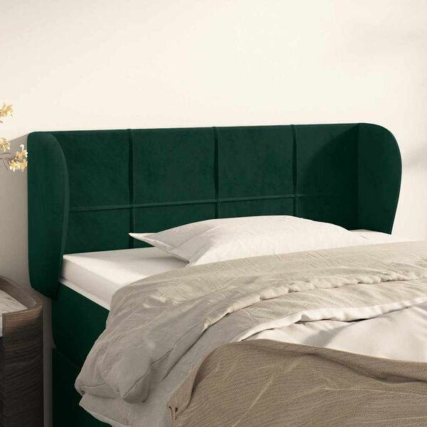 vidaXL T&ecirc;te de lit avec oreilles Vert fonc&eacute; 103x23x78/88 cm Velours