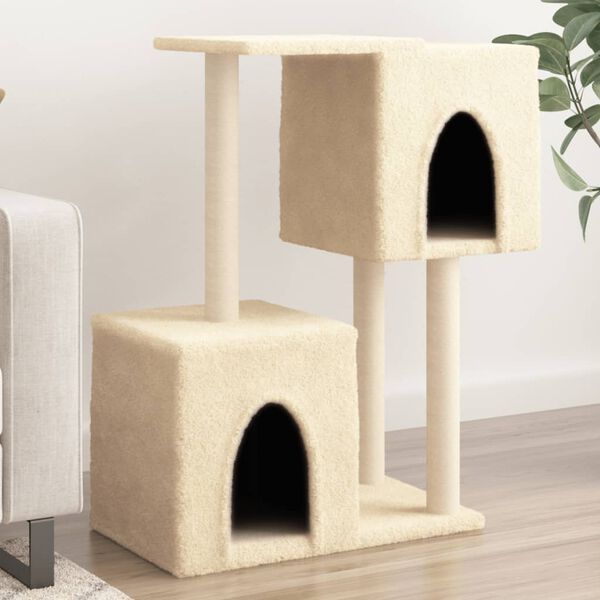 vidaXL Arbre &agrave; chat avec griffoirs en sisal Cr&egrave;me 86 cm