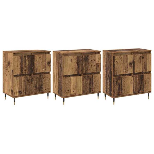 vidaXL Armoire de rangement 3 pcs Bois ancien 60 x 35 x 70 cm