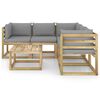 vidaXL Salon de jardin 6 pcs avec coussins gris