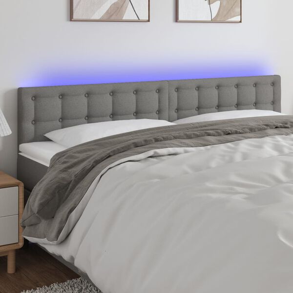 vidaXL T&ecirc;te de lit &agrave; LED Gris fonc&eacute; 180x5x78/88 cm Tissu