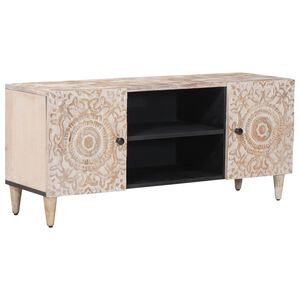vidaXL Meuble TV Blanc 105 x 33,5 x 46 cm Bois de mangue massif