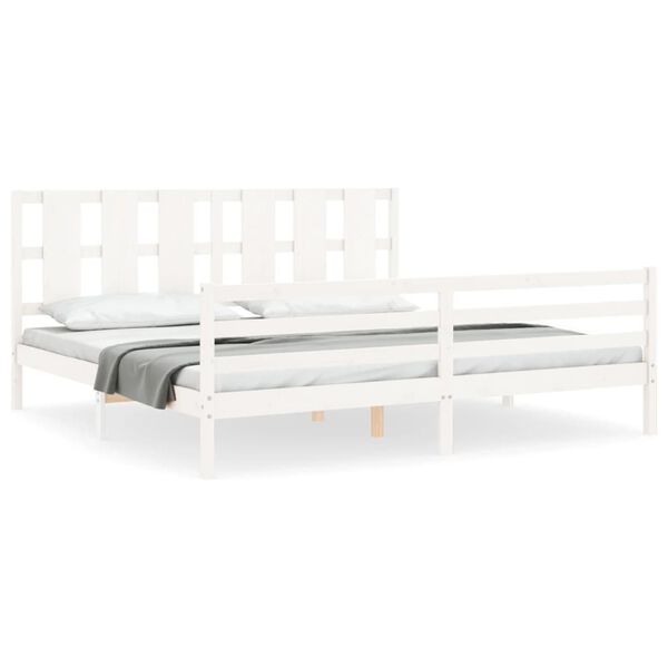vidaXL Cadre de lit sans matelas blanc 200x200 cm bois massif
