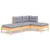 vidaXL Salon de jardin 4 pcs avec coussins gris Bois de pin massif
