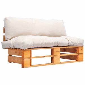 vidaXL Canap&eacute; de jardin palette avec coussins sable Pin&egrave;de