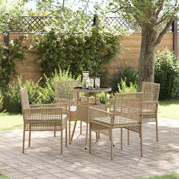 vidaXL Ensemble de salle &agrave; manger pour jardin 5 pcs Beige polyrotin