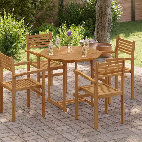 vidaXL Dessus de table 90x90x2,5 cm octogonal bois de teck massif