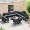 vidaXL Ensemble de canap&eacute; de jardin avec coussin 13 pcs Noir Aluminium