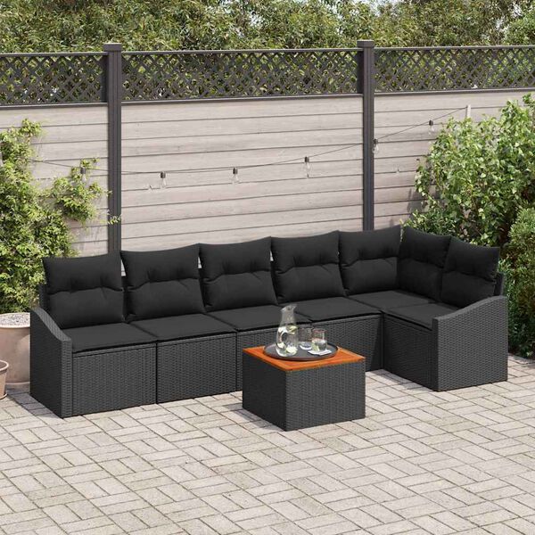 vidaXL Ensemble de canap&eacute; de jardin avec stockage 7 pcs Noir polyrotin