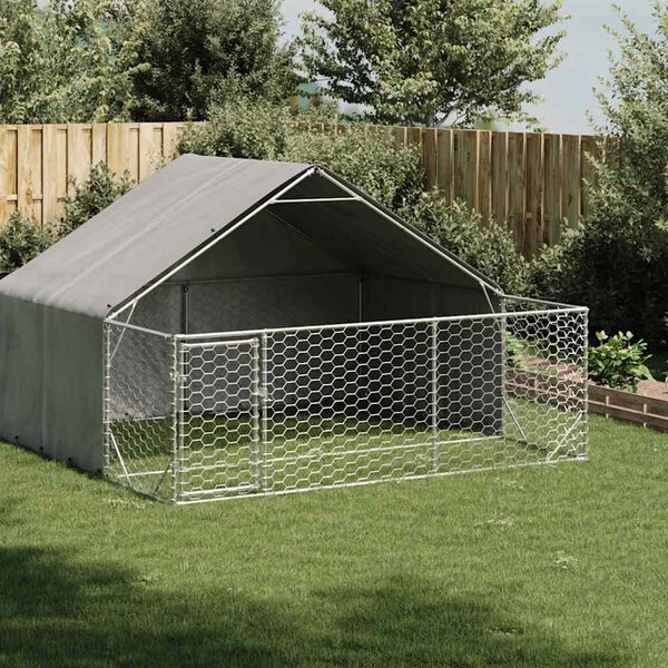 vidaXL Niche d'extérieur pour chien enclos 3x3x1,9 m acier galvanisé