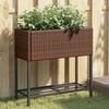 vidaXL Jardini&egrave;re avec &eacute;tag&egrave;re marron r&eacute;sine tress&eacute;e