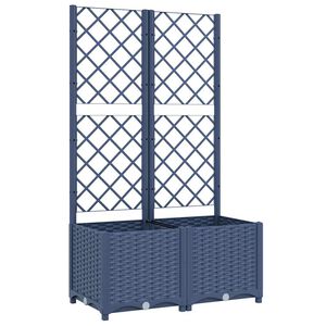 vidaXL Jardini&egrave;re de jardin avec treillis Bleu Gris 80x40x136 cm PP