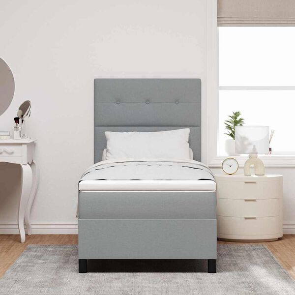 vidaXL Lit &agrave; ressorts avec matelas Gris clair 80 x 200 cm tissu