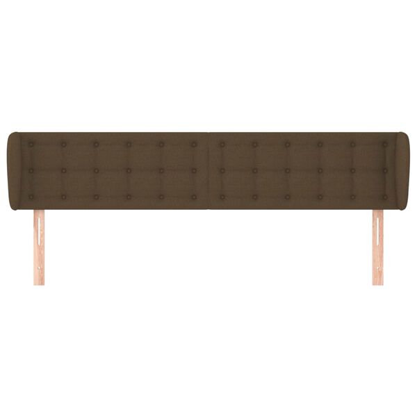 vidaXL T&ecirc;te de lit avec oreilles Marron fonc&eacute; 163x23x78/88 cm Tissu