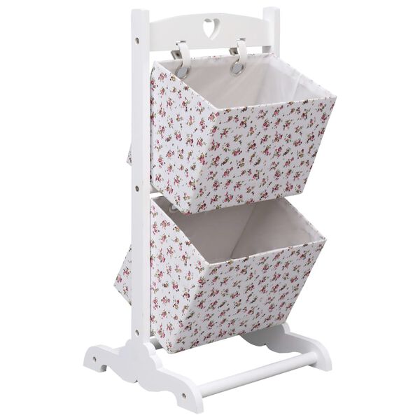 vidaXL Support &agrave; panier 2 niveaux Fleurs 35x35x72 cm Bois