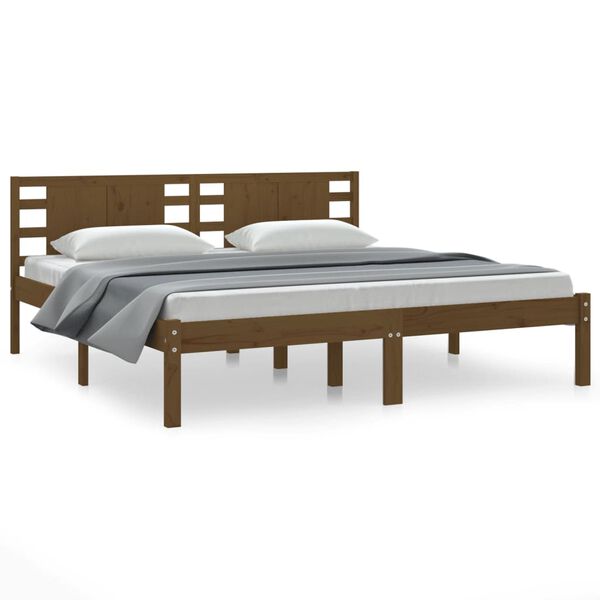 vidaXL Cadre de lit sans matelas marron miel 200x200cm bois pin massif