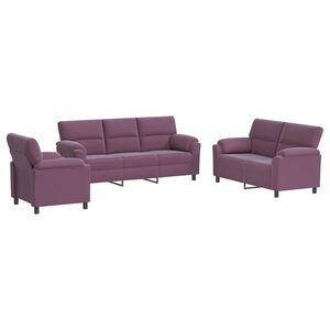 vidaXL Ensemble de Canap&eacute;s 3 pcs Pourpre Velours